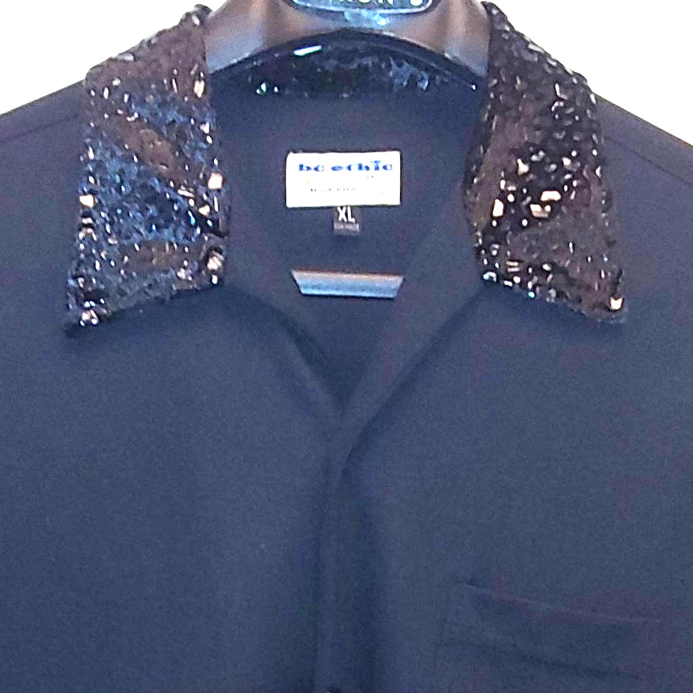 90s XL Short Sleeve Black Leppard Club Dress Shirt RARE